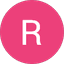 White capital letter R on a solid pink circle background.