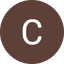 White letter C on a solid brown circular background.