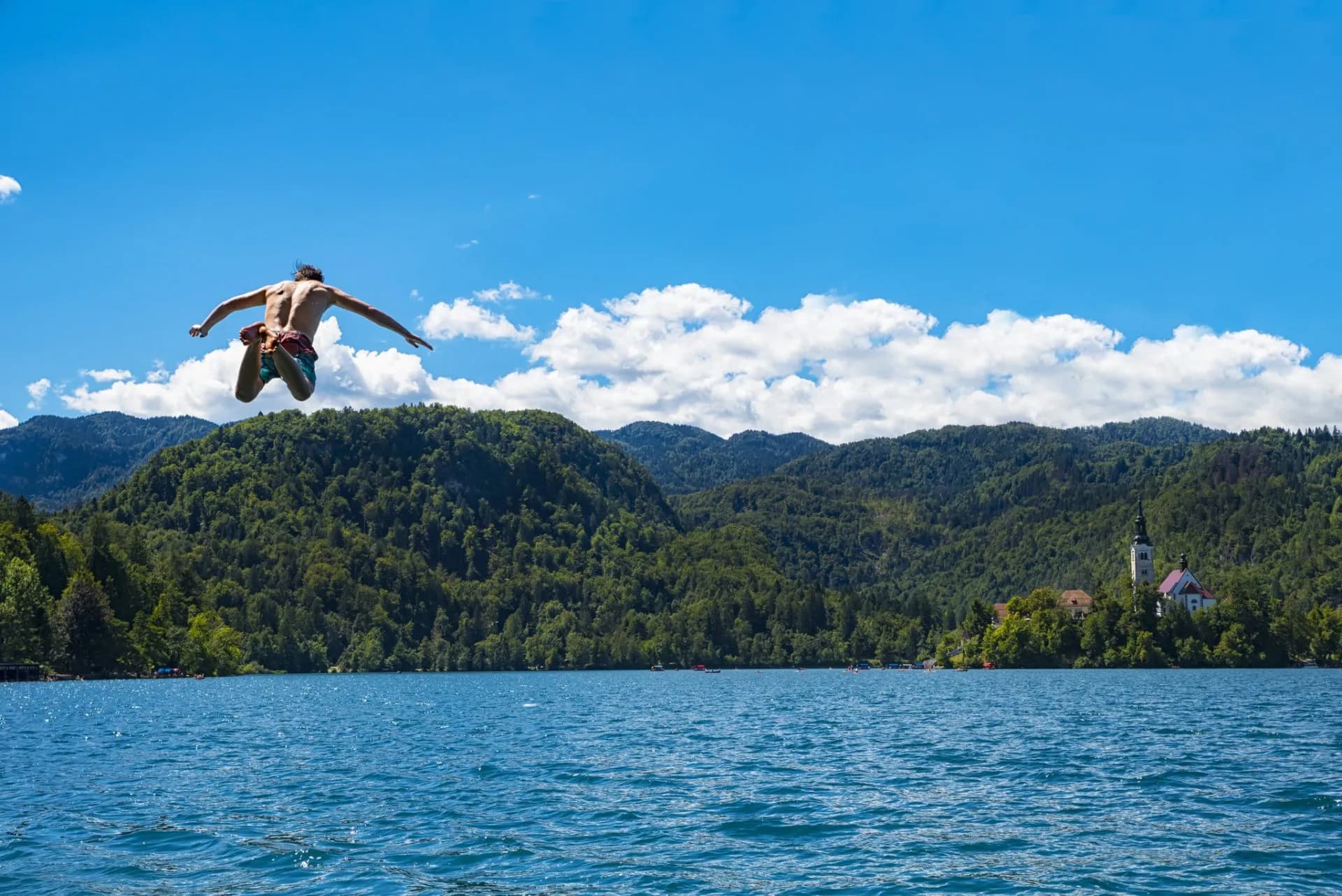 Swimming at Lake Bled scaled 1