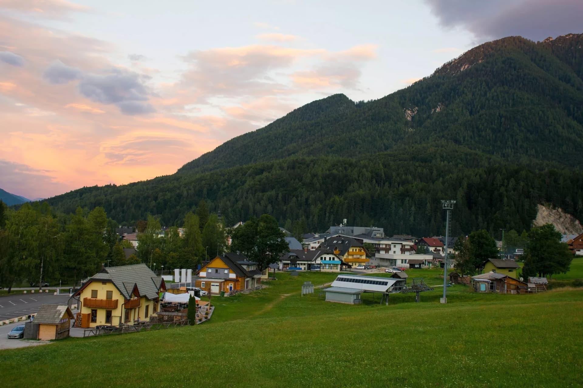 The mountain town of Kranjska Gora in the Upper Carniola region of north west Slovenia