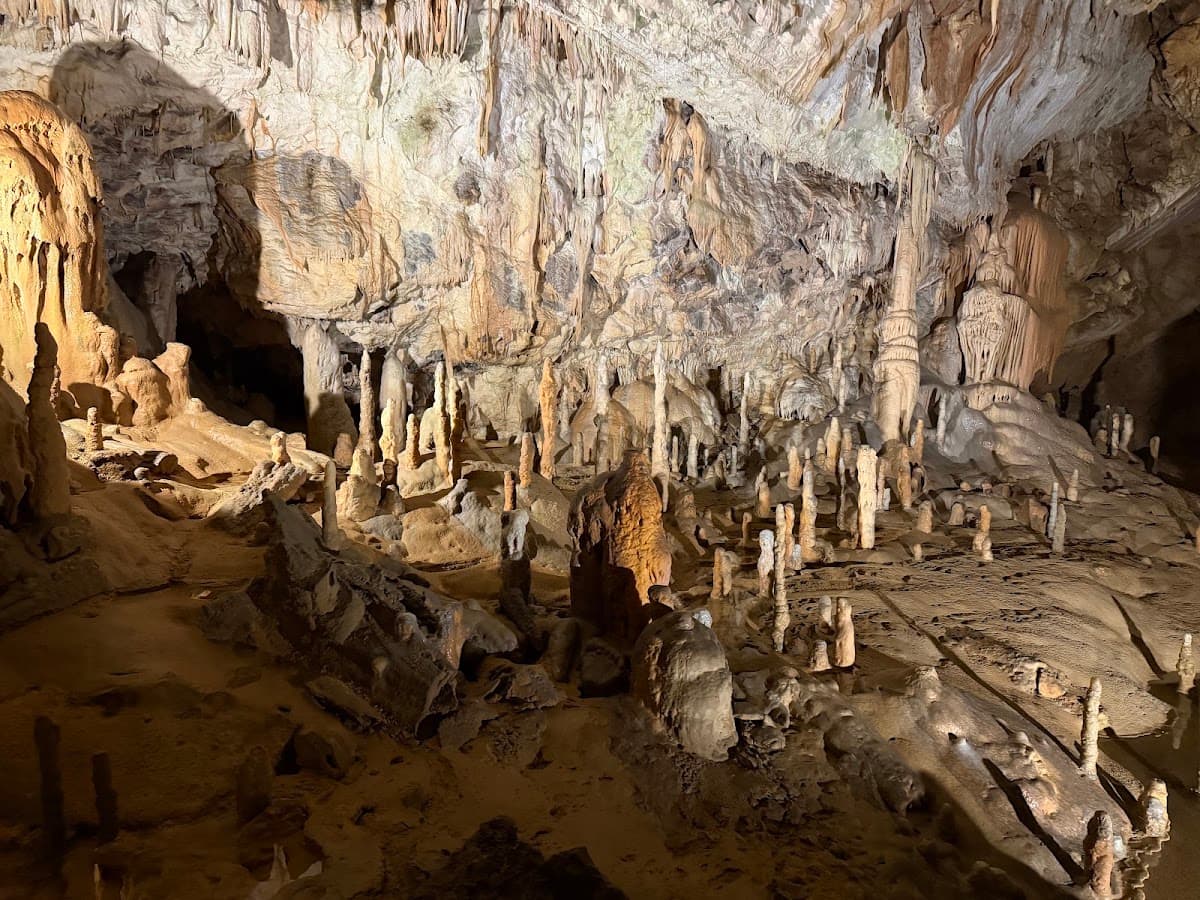 Cave interior with stalagmites and stalactites